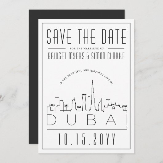 Dubai Trouwdecor Stijl Silhouet Save the Date Kaart (Voorkant / Achterkant)
