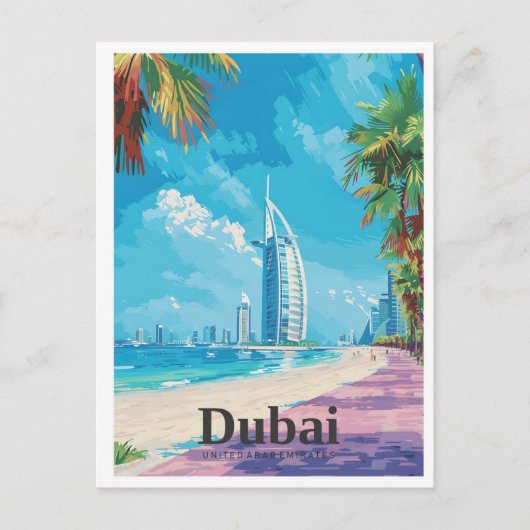 Dubai UAE Art Vintage Travel Briefkaart (Voorkant)