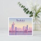 Dubai UAE Burj Khalifa pastel reisontwerp Briefkaart (Staand voorkant)