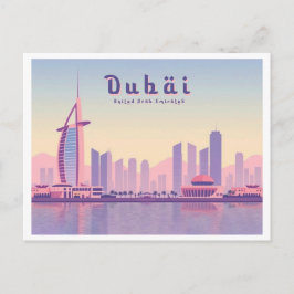 Dubai UAE Burj Khalifa pastel reisontwerp Briefkaart