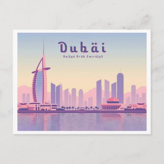 Dubai UAE Burj Khalifa pastel reisontwerp Briefkaart (Voorkant)