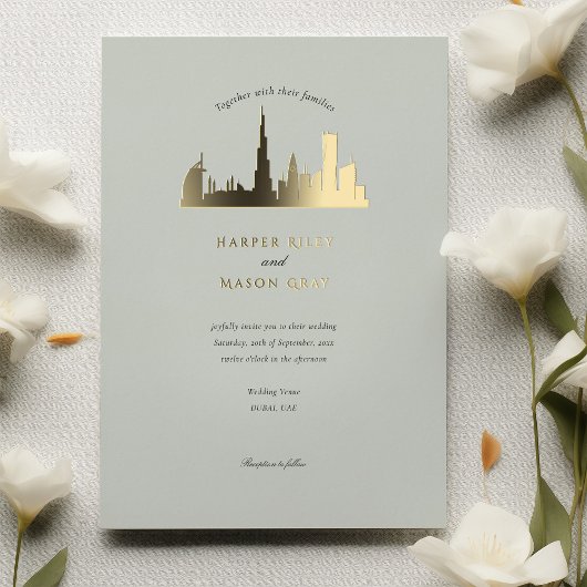 Dubai UAE Huwelijksuitnodiging Folie Uitnodiging