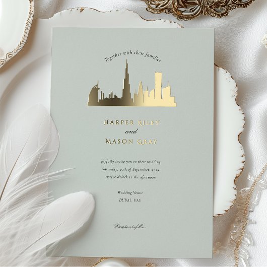 Dubai UAE Huwelijksuitnodiging Folie Uitnodiging