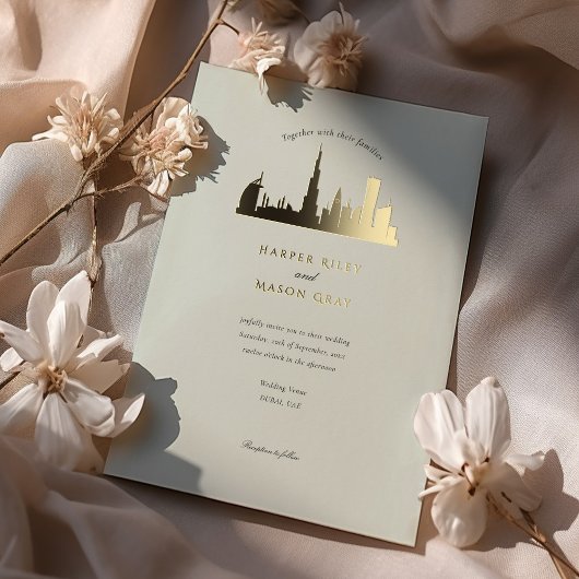 Dubai UAE Huwelijksuitnodiging Folie Uitnodiging