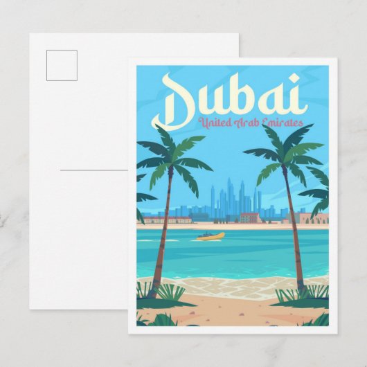 Dubai UAE  Kunst Reizen Illustratie Briefkaart (Voorkant / Achterkant)