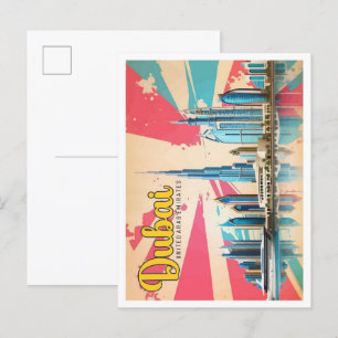 Dubai UAE Pop Art Travel Illustration Briefkaart
