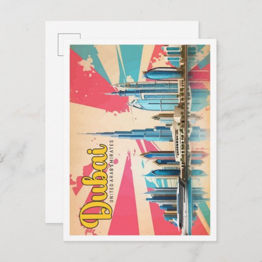 Dubai UAE Pop Art Travel Illustration Briefkaart (Voorkant / Achterkant)
