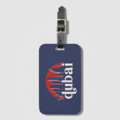 Dubai UAE  Retro City Skyline Cityscape Art Bagagelabel (Voorkant (verticaal))