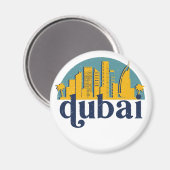 Dubai UAE  Retro City Skyline Cityscape Art Magneet (Voorkant / Achterkant)