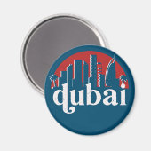 Dubai UAE  Retro City Skyline Cityscape Art Magneet (Voorkant / Achterkant)