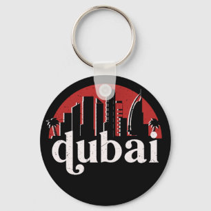 Dubai UAE  Retro City Skyline Cityscape Art Sleutelhanger