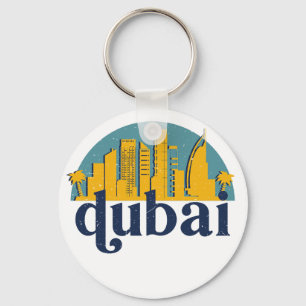 Dubai UAE  Retro City Skyline Cityscape Art Sleutelhanger