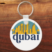 Dubai UAE  Retro City Skyline Cityscape Art Sleutelhanger (Voorkant)