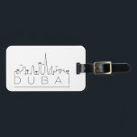 Dubai UAE Skyline Bagagelabel<br><div class="desc">Een uniek bagagelabel dat de prachtige stad Dubai UAE vertegenwoordigt. Dit label bevat een gestileerde illustratie van de unieke skyline van de stad met de naam eronder.</div>