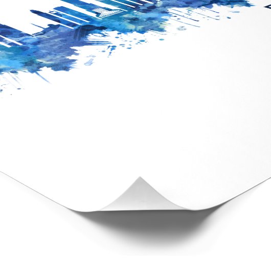 Dubai UAE Skyline Blue Foto Afdruk (Hoek)