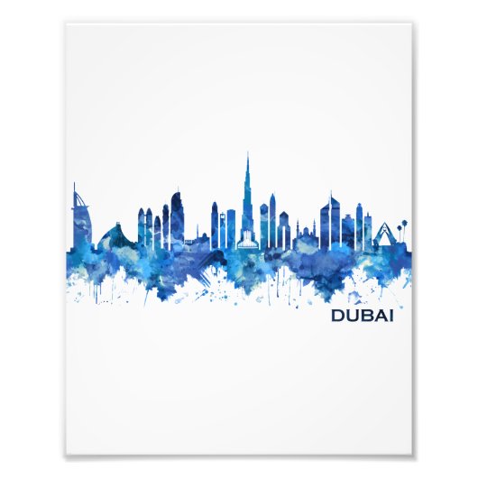 Dubai UAE Skyline Blue Foto Afdruk (Voorkant)