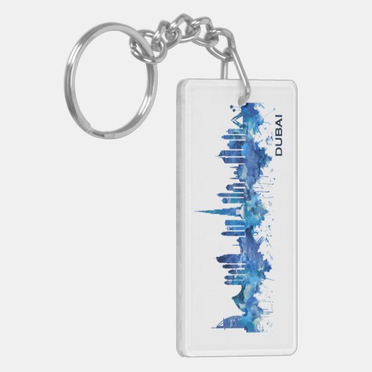 Dubai UAE Skyline Blue Sleutelhanger (Voorkant Links)
