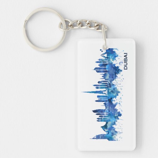 Dubai UAE Skyline Blue Sleutelhanger (Voorkant)