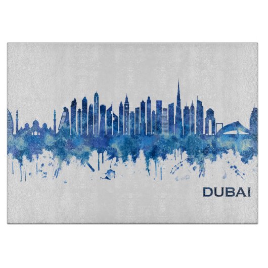 Dubai UAE Skyline Blue Snijplank (Voorkant)