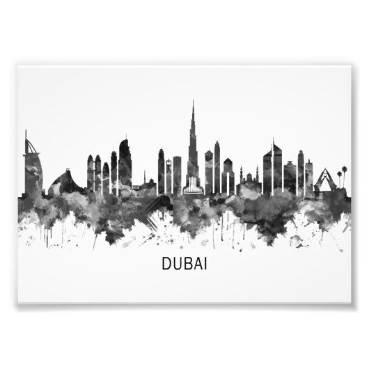 Dubai UAE Skyline BW Foto Afdruk (Voorkant)