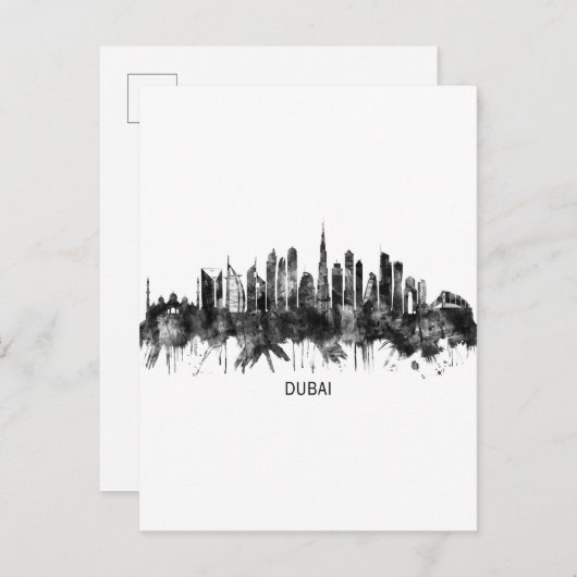 Dubai UAE Skyline BW Uitnodiging Briefkaart (Voorkant / Achterkant)