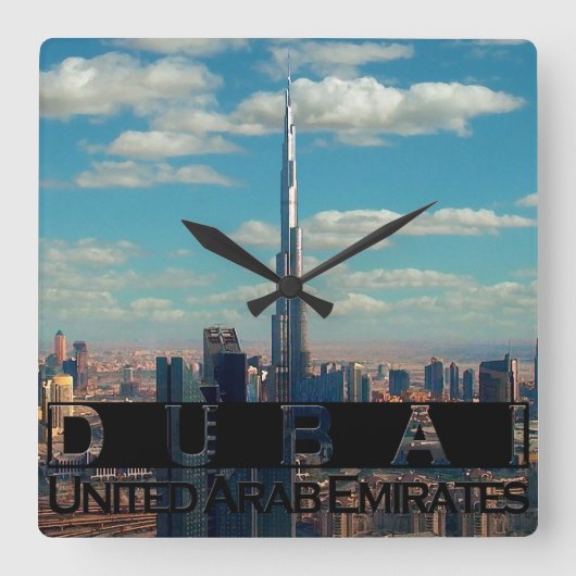 Dubai UAE Souvenir Vierkante Klok (Voorkant)