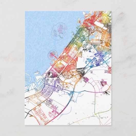 Dubai UAE Stadsplattegrond Briefkaart (Voorkant)