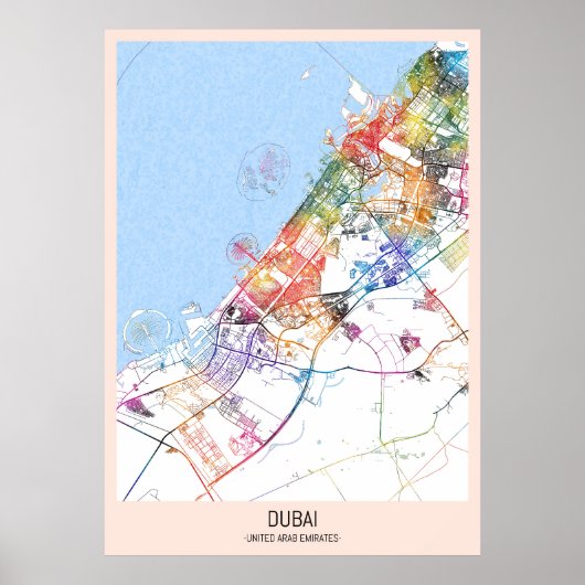 Dubai UAE Stadsplattegrond Poster (Voorkant)