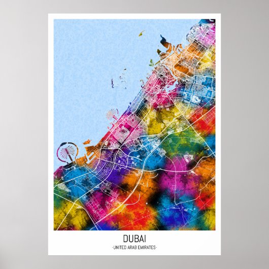 Dubai UAE Stadsplattegrond Poster (Voorkant)