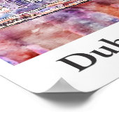 Dubai UAE Travel Waterverf met de hand getekend Poster (Hoek)