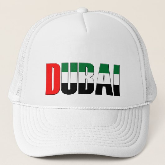 Dubai UAE Typografie Elegant alleen tekst Trucker Pet (Voorkant)