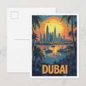Dubai UAE Vintage Illustration Travel Briefkaart (Voorkant / Achterkant)