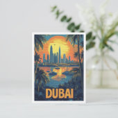Dubai UAE Vintage Illustration Travel Briefkaart (Staand voorkant)