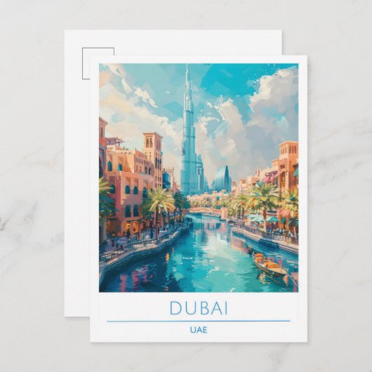 Dubai UAE Vintage Travel Briefkaart (Voorkant / Achterkant)