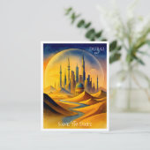 Dubai UAE Waterverf Save the Date Briefkaart (Staand voorkant)
