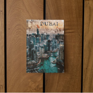 Dubai UAE Waterverf Skyline Briefkaart