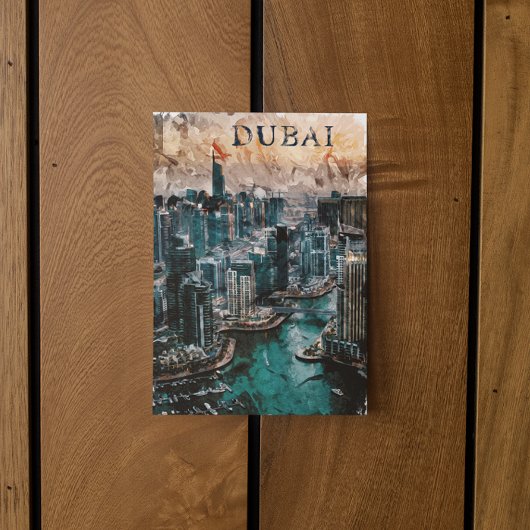Dubai UAE Waterverf Skyline Briefkaart