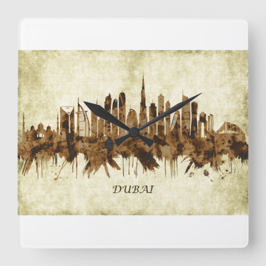 Dubai United Arab Emirates Cityscape Vierkante Klok (Voorkant)