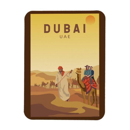 Dubai United Arab Emirates Desert Safari Retro Magneet (Verticaal)