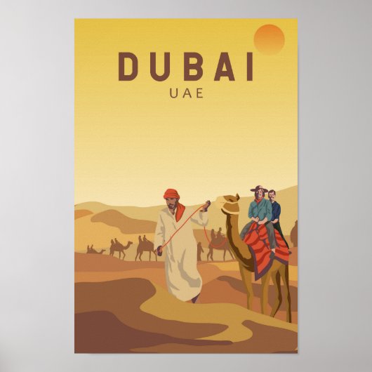Dubai United Arab Emirates Desert Safari Retro Poster (Voorkant)