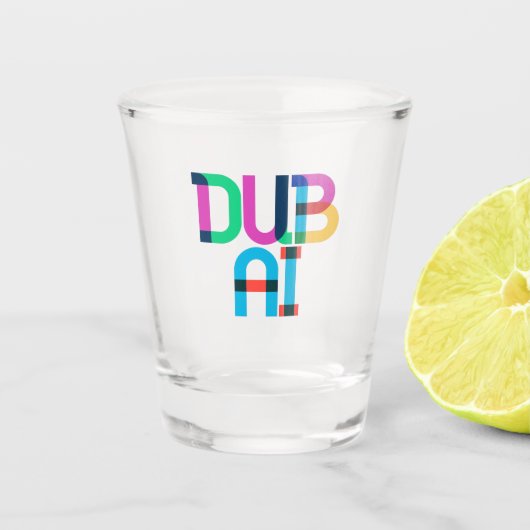 Dubai United Arab Emirates Pop Art Letters Shot Glas (Voorkant)