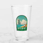 Dubai United Arab Emirates Retro Travel Art Glas (Voorkant)