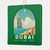 Dubai United Arab Emirates Retro Travel Art Keramisch Ornament (Links)
