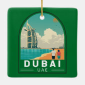 Dubai United Arab Emirates Retro Travel Art Keramisch Ornament (Achterkant)