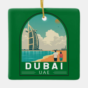 Dubai United Arab Emirates Retro Travel Art Keramisch Ornament
