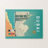 Dubai United Arab Emirates Retro Travel Art Legpuzzel (Horizontaal)