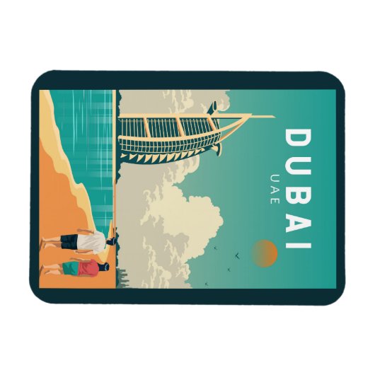 Dubai United Arab Emirates Retro Travel Art Magneet (Horizontaal)