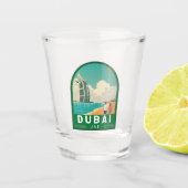 Dubai United Arab Emirates Retro Travel Art Shot Glas (Voorkant)