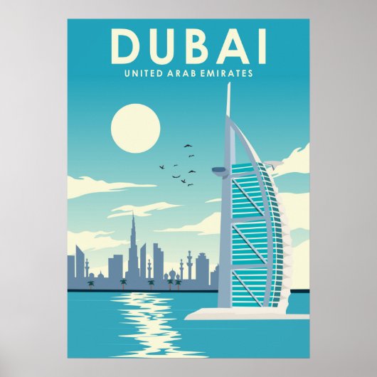 Dubai United Arab Emirates Travel Illustration Poster (Voorkant)