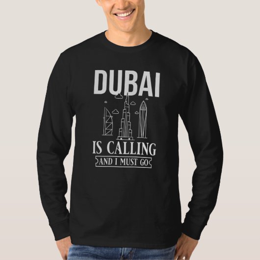 Dubai United Arab Emirates Uae City Skyline Map Tr T-shirt (Voorkant)
